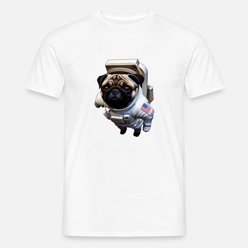 Mops treibend im Weltall - Männer T-Shirt - Weiß
