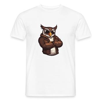 Eule Comic Cool - Männer T-Shirt - Weiß - Vorne - AI Model Male 178 dark (178cm)