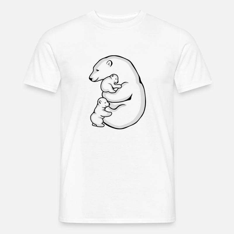 Eisbärin mit ihren beiden Babys - Männer T-Shirt - Weiß