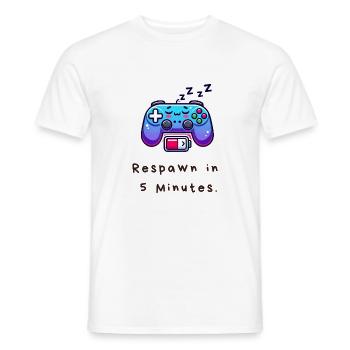 Réapparaissez en 5 minutes - T-shirt de joueur drôle - T-shirt homme - blanc - Devant - AI Model Male 178 dark (178cm)