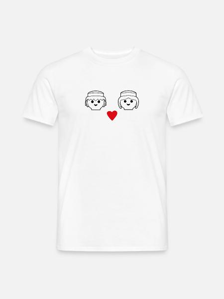 Playmobil Heart Design Man And Woman - Men's T-Shirt - white