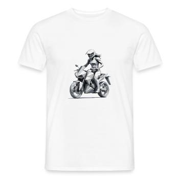 Motarde fille - Conception de moto - T-shirt homme - blanc - Devant - AI Model Male 178 dark (178cm)