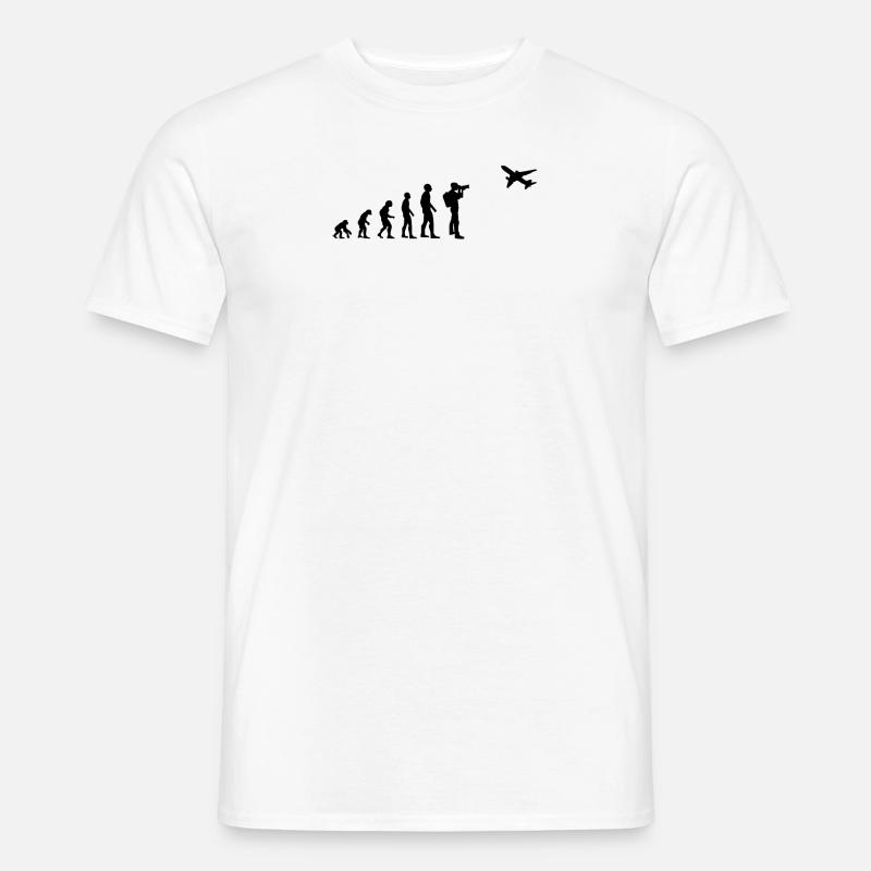 Flugzeug Planespotter Evolution Fotograf Geschenk - Männer T-Shirt - Weiß