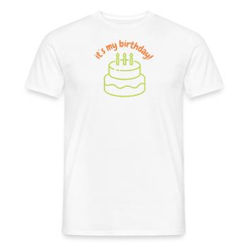 C’est mon anniversaire - T-shirt homme - blanc - Devant - AI Model Male 178 dark (178cm)