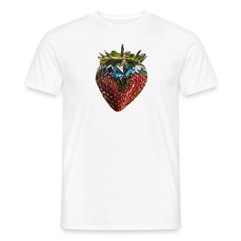 Aardbei, pailletten, strass steentjes, glamour - Heren T-shirt - wit - Voor - AI Model Male 178 dark (178cm)
