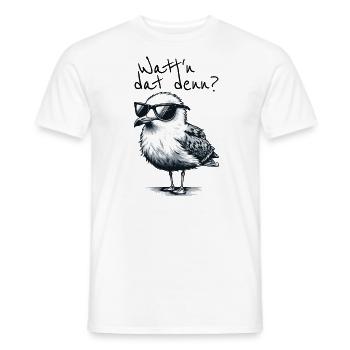 Watt'n dat denn Coole Möwe Nordsee Spruch - Men's T-Shirt - white - Front - AI Model Male 178 dark (178cm)