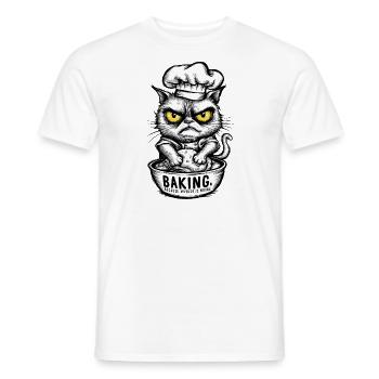 Backen, weil Mord falsch ist Sarkastische Katze - Männer T-Shirt - Weiß - Vorne - AI Model Male 178 dark (178cm)
