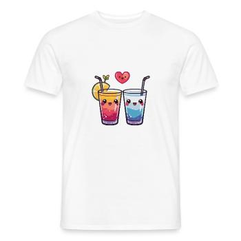 Cocktail Couple Love Heart Valentine's Day - Men's T-Shirt - white - Front - AI Model Male 178 dark (178cm)