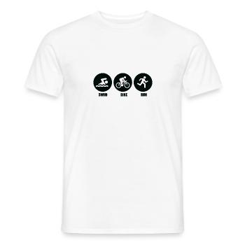 Triathlon, Swimming, Running, Cycling, Sports - Men's T-Shirt - white - Front - AI Model Male 178 dark (178cm)