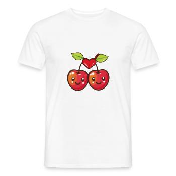 Kirschen Paar Liebe Herz Lustig - Männer T-Shirt - Weiß - Vorne - AI Model Male 178 dark (178cm)