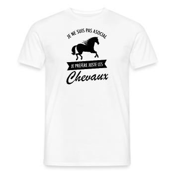 Pas Asocial - Je Juste Préféré Les Chevaux - T-shirt homme - blanc - Devant - AI Model Male 178 dark (178cm)