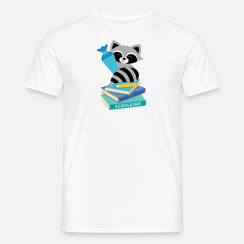 Waschbär Schulkind - Männer T-Shirt - Weiß