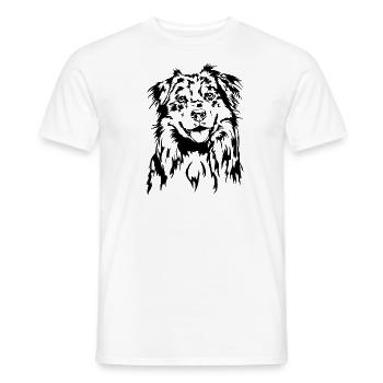 Australian Shepherd Aussie Portrait Dogs Wilsigns - Men's T-Shirt - white - Front - AI Model Male 178 dark (178cm)