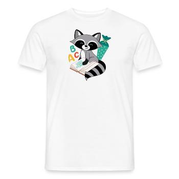 Raccoon with school cone school enrollment school child - Men's T-Shirt - white - Front - AI Model Male 178 dark (178cm)