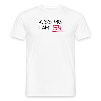 kiss me i am 54 birthday (uk) - Men's T-Shirt - white - Front - AI Model Male 178 dark (178cm)