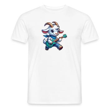 Goat Playing Electric Guitar Cute Design - Men's T-Shirt - white - Front - AI Model Male 178 dark (178cm)