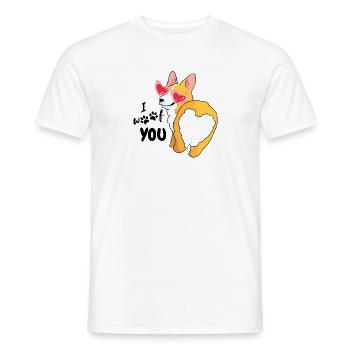 Happy Corgi Dog I Love You - Men's T-Shirt - white - Front - AI Model Male 178 dark (178cm)