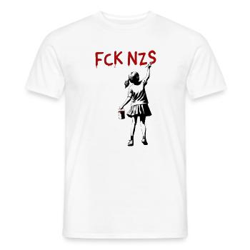FCK NZS Girls Against Racism Street Art Style - Men's T-Shirt - white - Front - AI Model Male 178 dark (178cm)