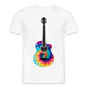 Design de guitare Tie Dye multicolore - T-shirt homme - blanc - Devant - AI Model Male 178 dark (178cm)