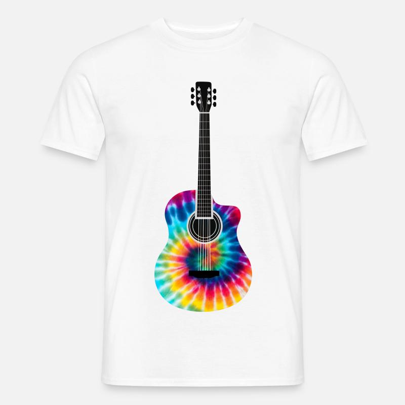 Multi-Colored Tie Dye Guitar Design - Men’s T-shirt - white