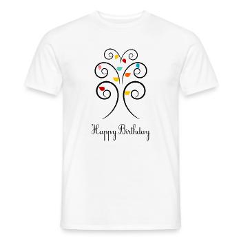 HAPPY BIRTHDAY. HAPPY BIRTHDAY. ANNIVERSARY. - Men's T-Shirt - white - Front - AI Model Male 178 dark (178cm)