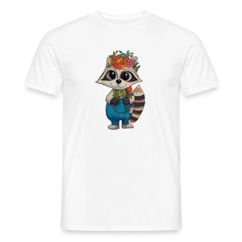 Flower Wreath Raccoon - Men's T-Shirt - white - Front - AI Model Male 178 dark (178cm)