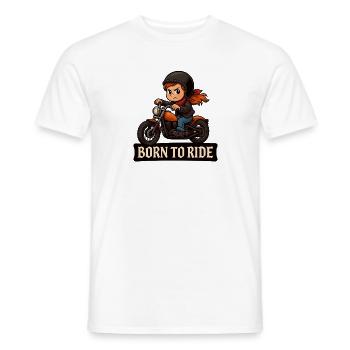 Fille motarde – Born to Ride - T-shirt homme - blanc - Devant - AI Model Male 178 dark (178cm)
