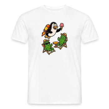 Jetpack Penguin - Men's T-Shirt - white - Front - AI Model Male 178 dark (178cm)