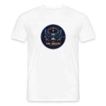 Time Unbound – Steampunk Hourglass with Wings - Men's T-Shirt - white - Front - AI Model Male 178 dark (178cm)