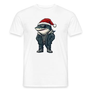 Shark Christmas Winter - Men's T-Shirt - white - Front - AI Model Male 178 dark (178cm)