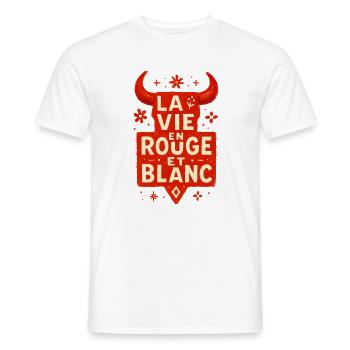 Das Leben in Rot ist weiß – Féria - Männer T-Shirt - Weiß - Vorne - AI Model Male 178 dark (178cm)