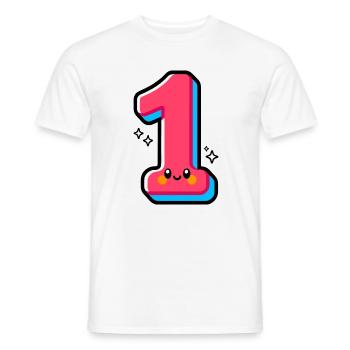 Number 1 Happy Pink Illustrated - Men's T-Shirt - white - Front - AI Model Male 178 dark (178cm)