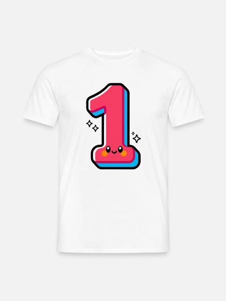 Number 1 Happy Pink Illustrated - Men's T-Shirt - white