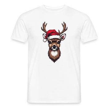 Rentier Santa Hut Motiv - Männer T-Shirt - Weiß - Vorne - AI Model Male 178 dark (178cm)