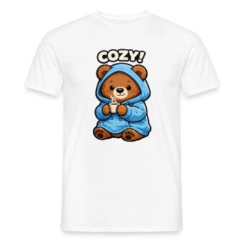 Kuschelbär mit Hoodie Kaffee - Männer T-Shirt - Weiß - Vorne - AI Model Male 178 dark (178cm)