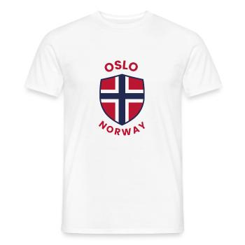 Oslo Norway Shield with flag - Men's T-Shirt - white - Front - AI Model Male 178 dark (178cm)