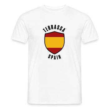 Termassa Spain Shield emblem in flag colour - Men's T-Shirt - white - Front - AI Model Male 178 dark (178cm)