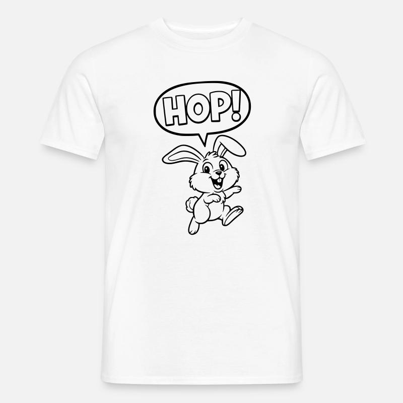 HOP! Bunny Jumping Outline Comic - Men's T-Shirt - white