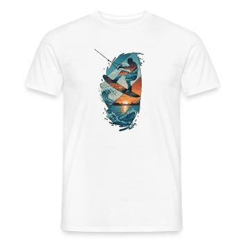 Sunset Waves Kiteboard Portrait - T-shirt homme - blanc - Devant - AI Model Male 178 dark (178cm)