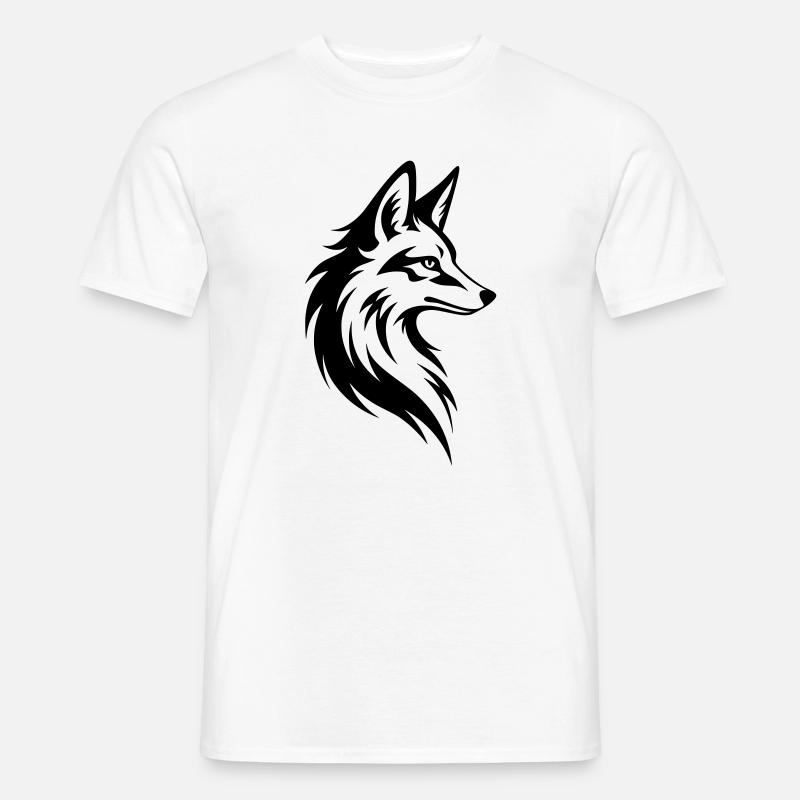 Fuchs Kopf Minimal Tattoo Style - Männer T-Shirt - Weiß