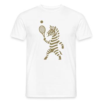 Minimalistische Zebra Tennis Spieler Silhouette  - Männer T-Shirt - Weiß - Vorne - AI Model Male 178 dark (178cm)