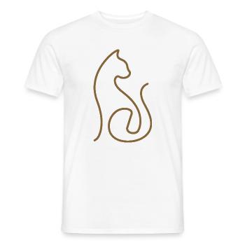 Cat Line Art Cats Design - Men's T-Shirt - white - Front - AI Model Male 178 dark (178cm)