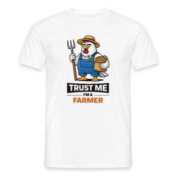 Trust Me Farmer Chicken Illustration - Men's T-Shirt - white - Front - AI Model Male 178 dark (178cm)