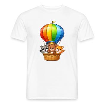Hot Air Balloon Animals Motif Cartoon Kids - Men's T-Shirt - white - Front - AI Model Male 178 dark (178cm)