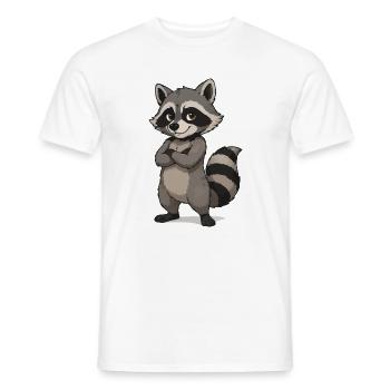 Dessin animé de raton laveur confiant - T-shirt homme - blanc - Devant - AI Model Male 178 dark (178cm)