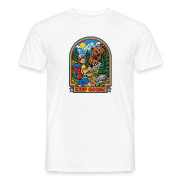 Wanderer trifft Bär Patch - Männer T-Shirt - Weiß - Vorne - AI Model Male 178 dark (178cm)