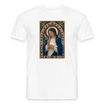 MARY MIT TAUBE - Männer T-Shirt - Weiß - Vorne - AI Model Male 178 dark (178cm)