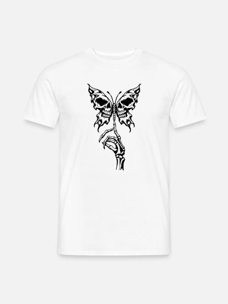Gotische Skelett-Schmetterling und Knochenhand - Männer T-Shirt - Weiß