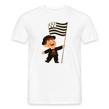 Glücklicher bretonischer Junge mit der Flagge der Bretagne - Männer T-Shirt - Weiß - Vorne - AI Model Male 178 dark (178cm)