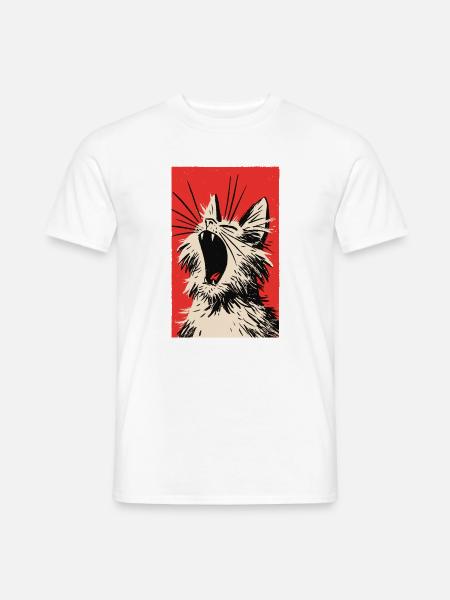 müdes Kätzchen - Männer T-Shirt - Weiß